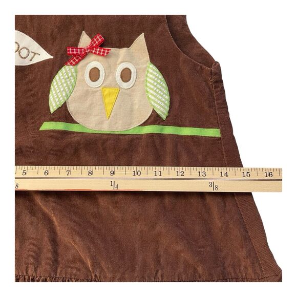 Funtasia! Too Toddler 4R Jumper Dress Owl Patchwork Corduroy Fall Ruffles - Picture 9 of 11
